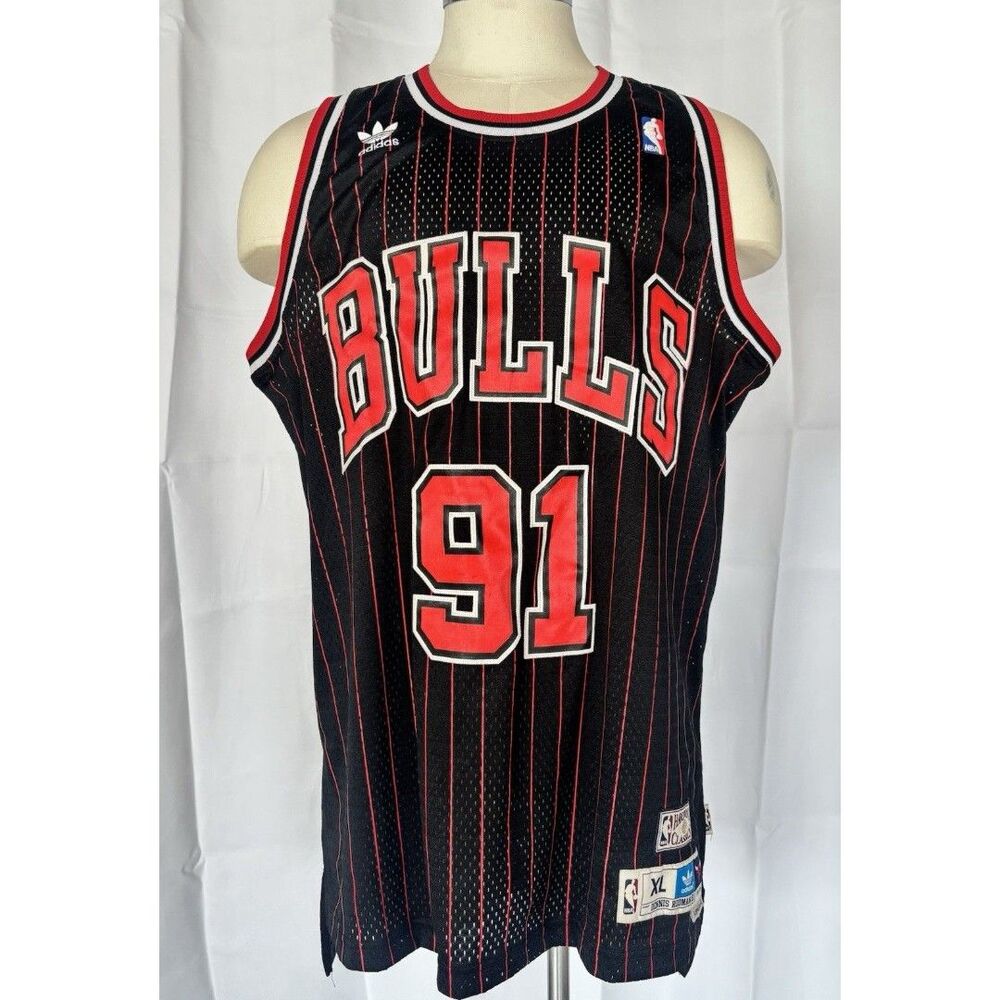 Vintage Adidas Chicago Bulls Dennis Rodman #91 Hardwood Classics Jersey XL+2